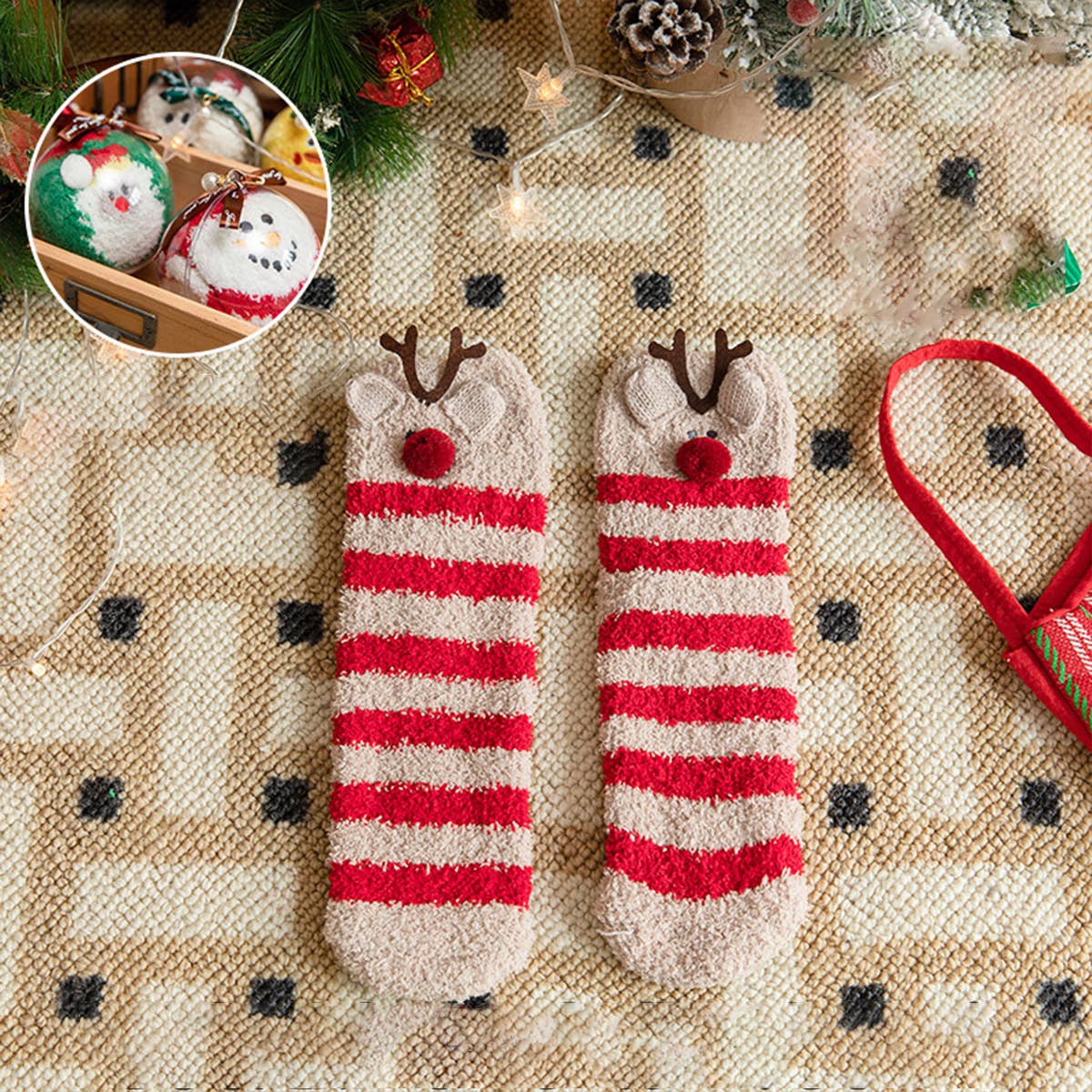 SANTA CLAUS FUZZY CHRISTMAS SOCKS GIFTS FOR WOMEN
