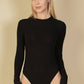 Ribbed Round Neck Long Sleeve Bodysuit