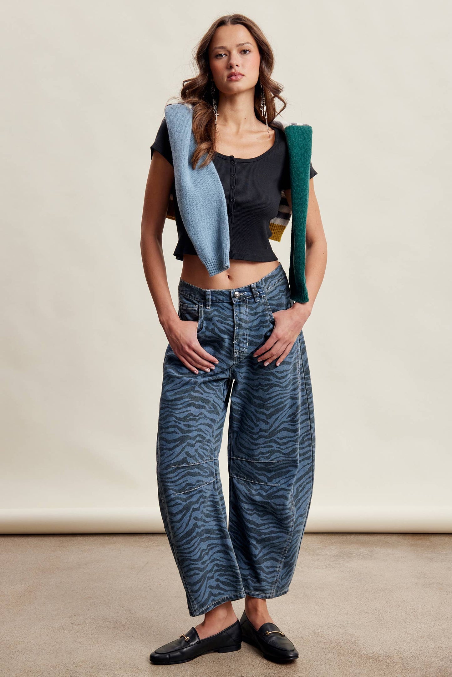 Zebra Print Barrel Jeans LP0260