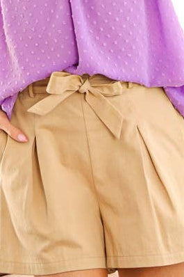 High-Rise Waist Tie 100% Cotton Shorts