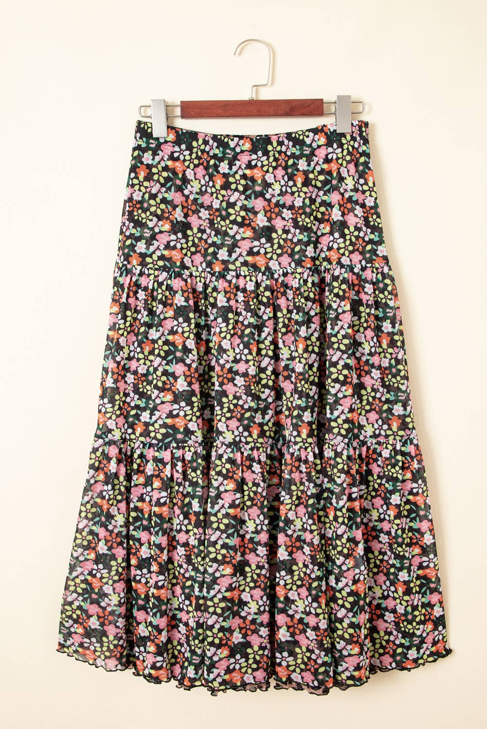 REVERSIBLE Leopard Floral  Ruffle Hem Maxi Skirt**** 3 small 3 med 2 large