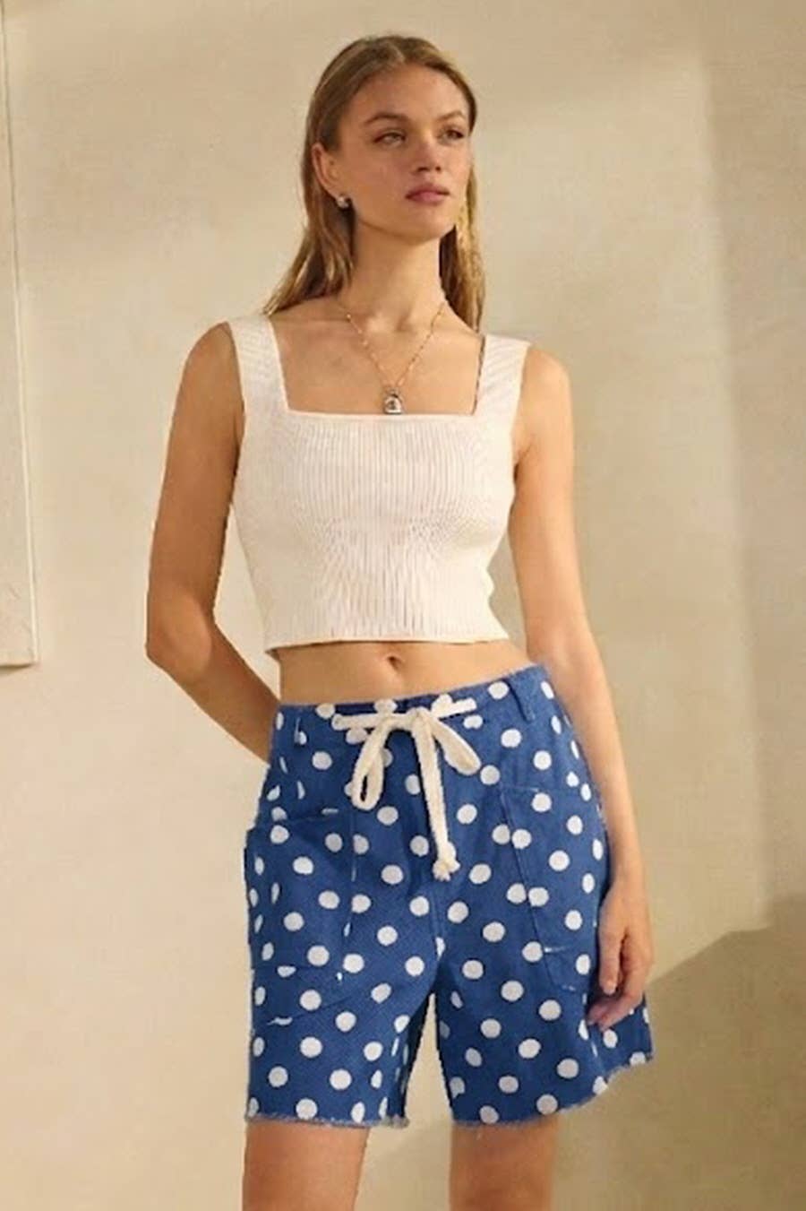 Polka-dot Drawstring Shorts