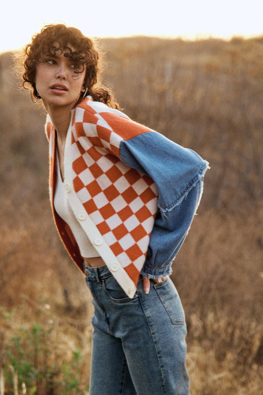 Checker Plaid Cardigan