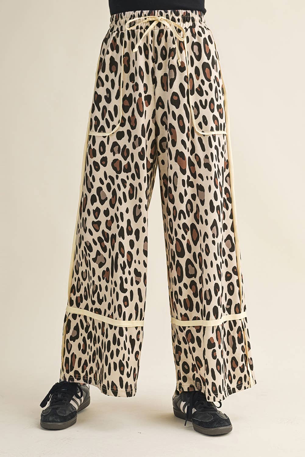 Leopard Wide Leg Cropped Pants |