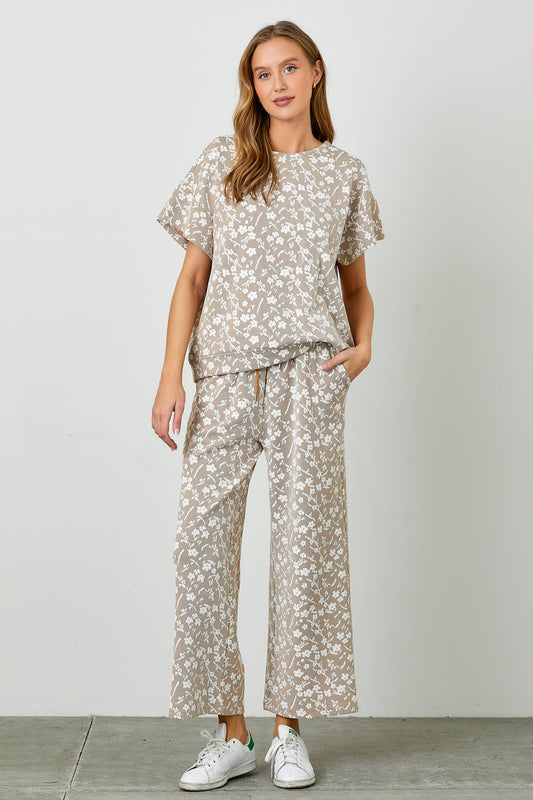 FLORAL KNIT JACQUARD PANTS