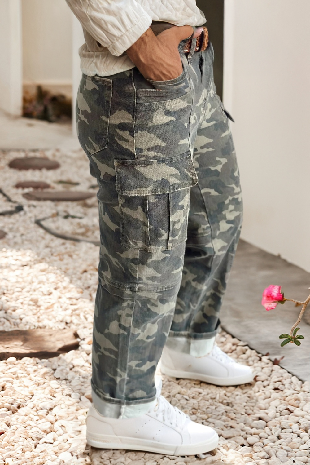 LDC Camouflage Print Multi Pocketed Womens Denim Pants