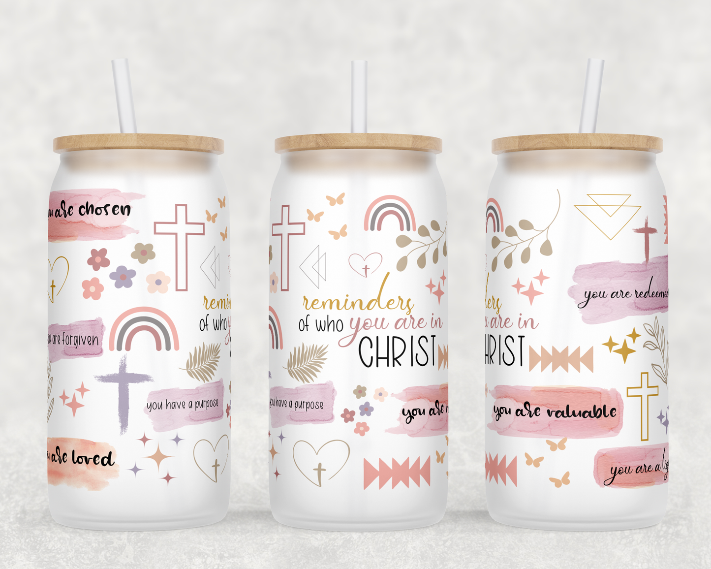 Reminders of who you are in Chirst  16oz Libby Glass Tumbler