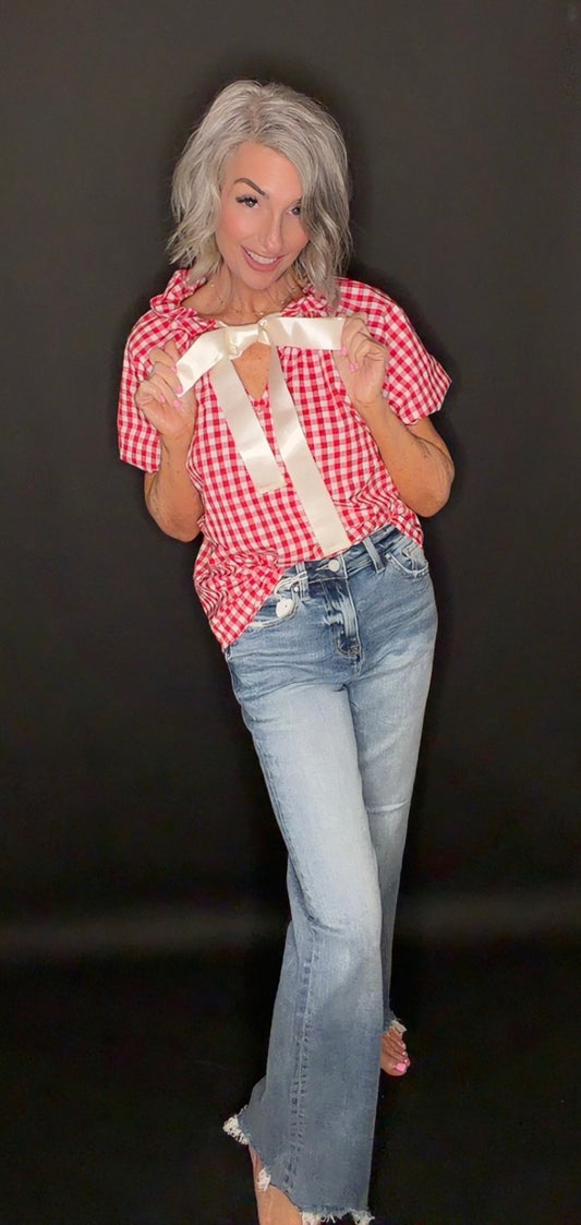 ML HIGH RISE STRETCH VINTAGE FLARE W/ FRAYED HEM