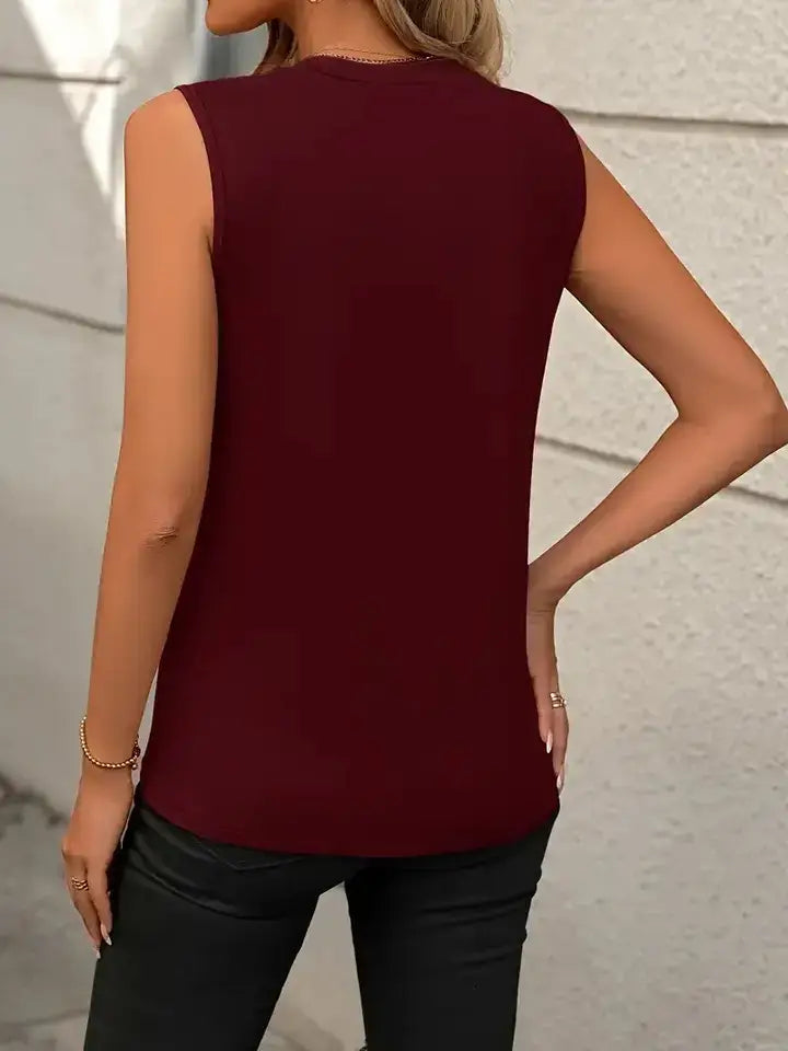 Solid Ribbed Tank Top Casual Crewneck Slim Fit