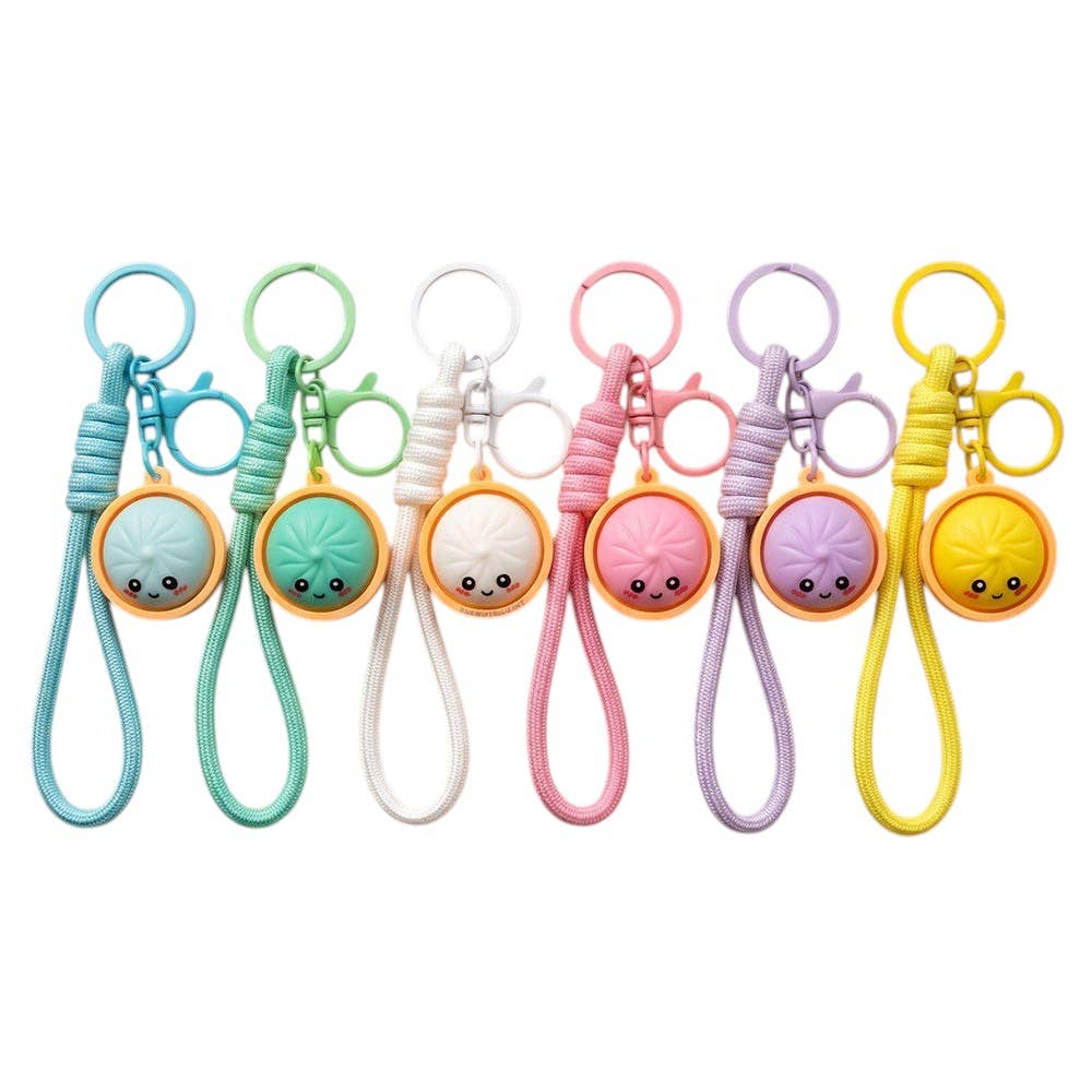 12PCS - Cute Bao Bun Dumpling Stress Relief Fidget Clicker Bag Charm Keychains