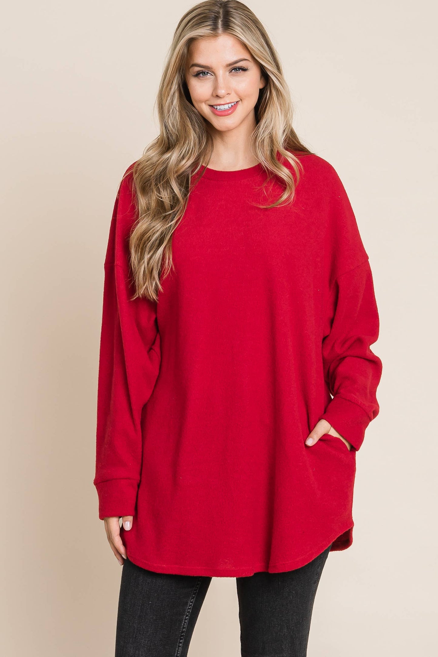 SOFT COZY KNIT LONG-SLEEVE TOP
