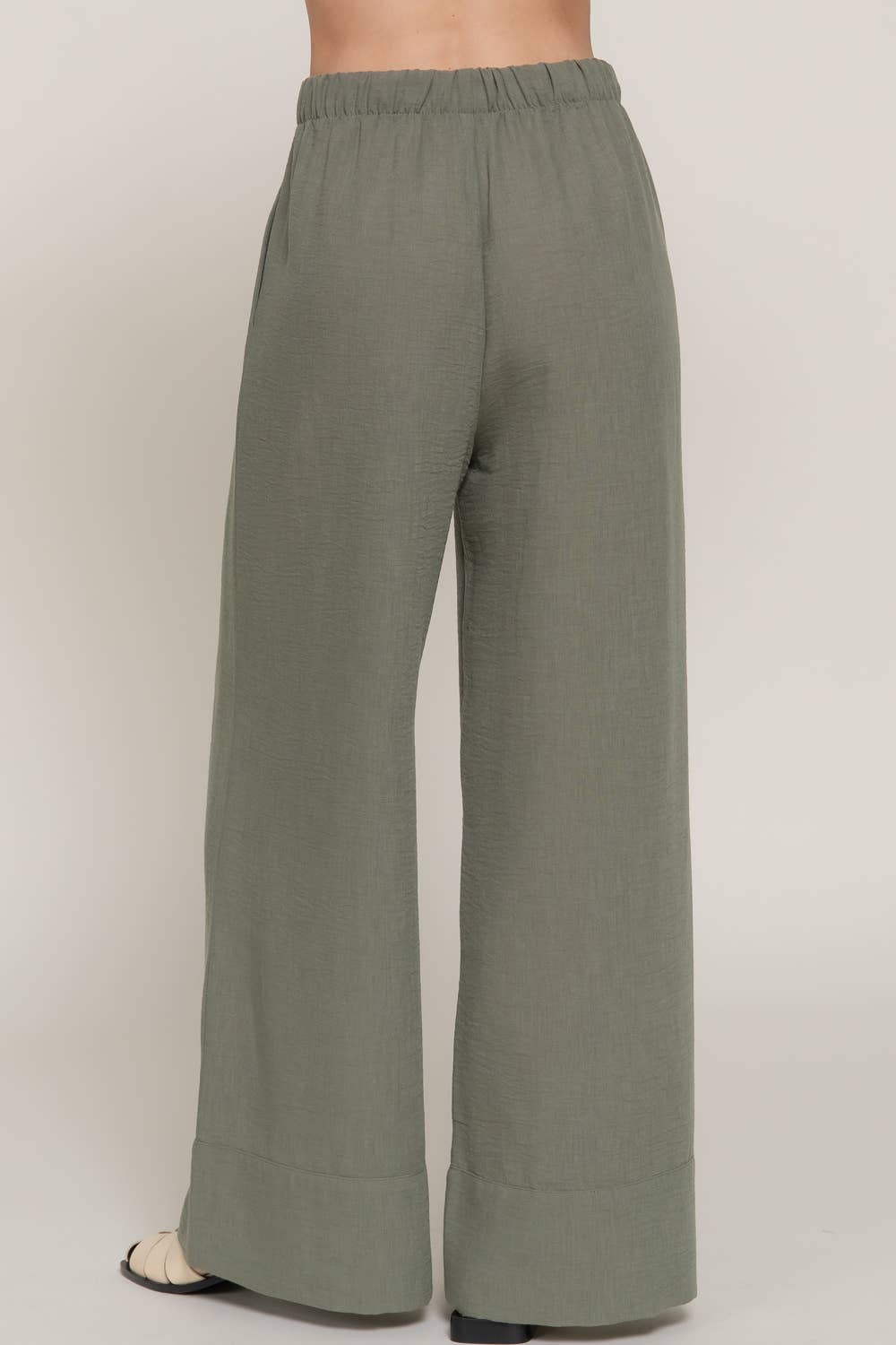 Waist Band With String Linen Effect Palazzo Pants