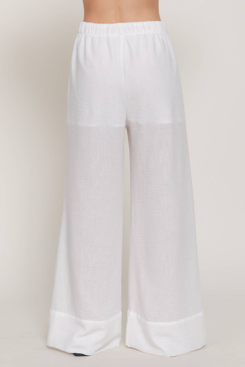 Waist Band With String Linen Effect Palazzo Pants