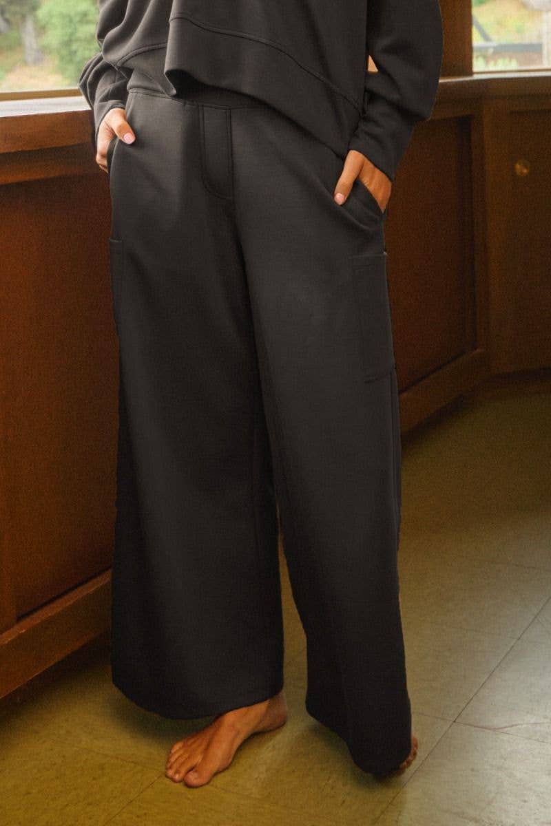 Soft Scuba Wide Waistband Track Pants