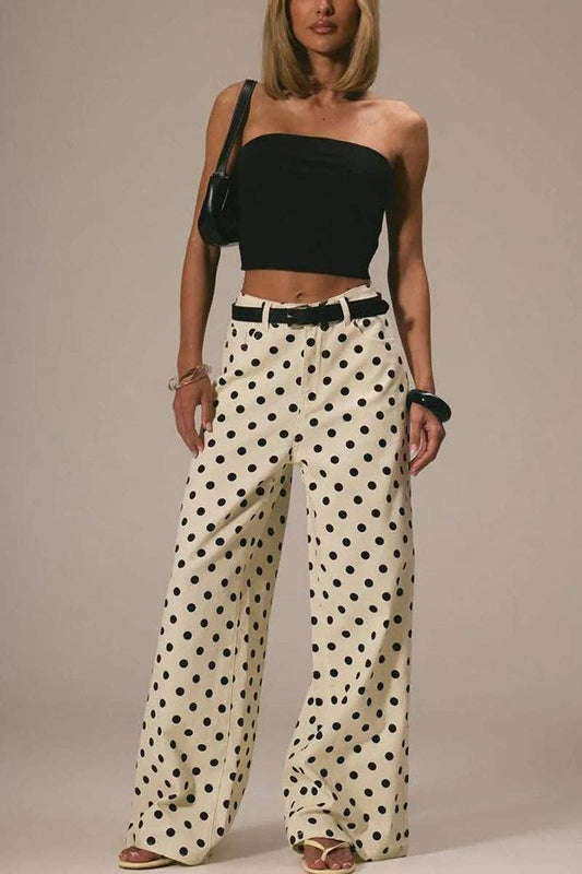 Polka Dot Wide Leg Jeans