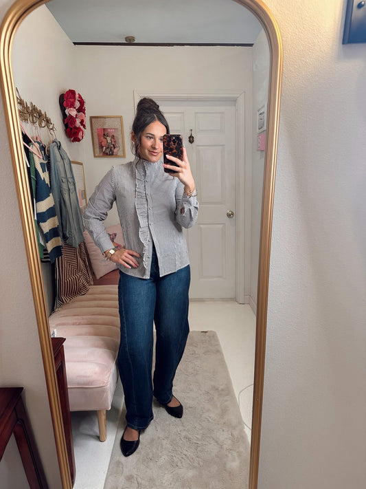 Long Dolman Sleeve Oversized Y/D Stripe Shirt