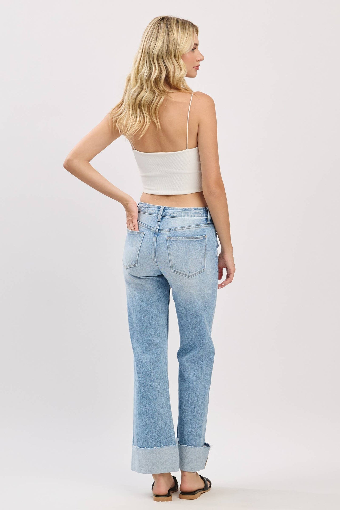 MID RISE COMFORT RELAXED FLARE W/ CUFFED HEM