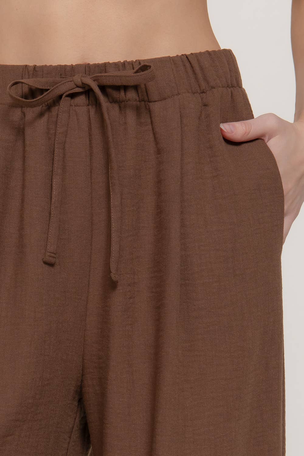 Waist Band With String Linen Effect Palazzo Pants