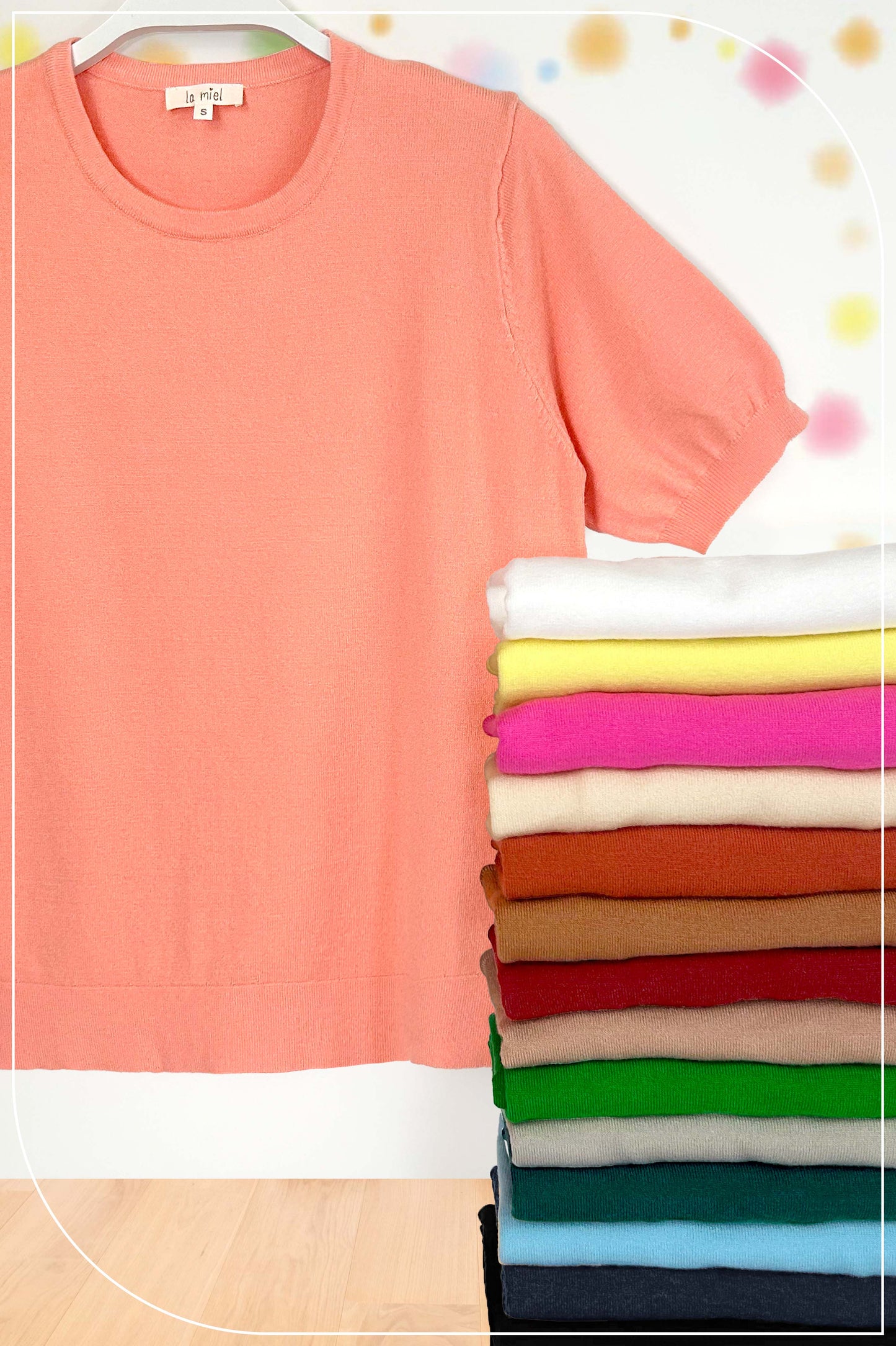 Soft Short Puffy Sleeve Basic Stretchy Knit Top