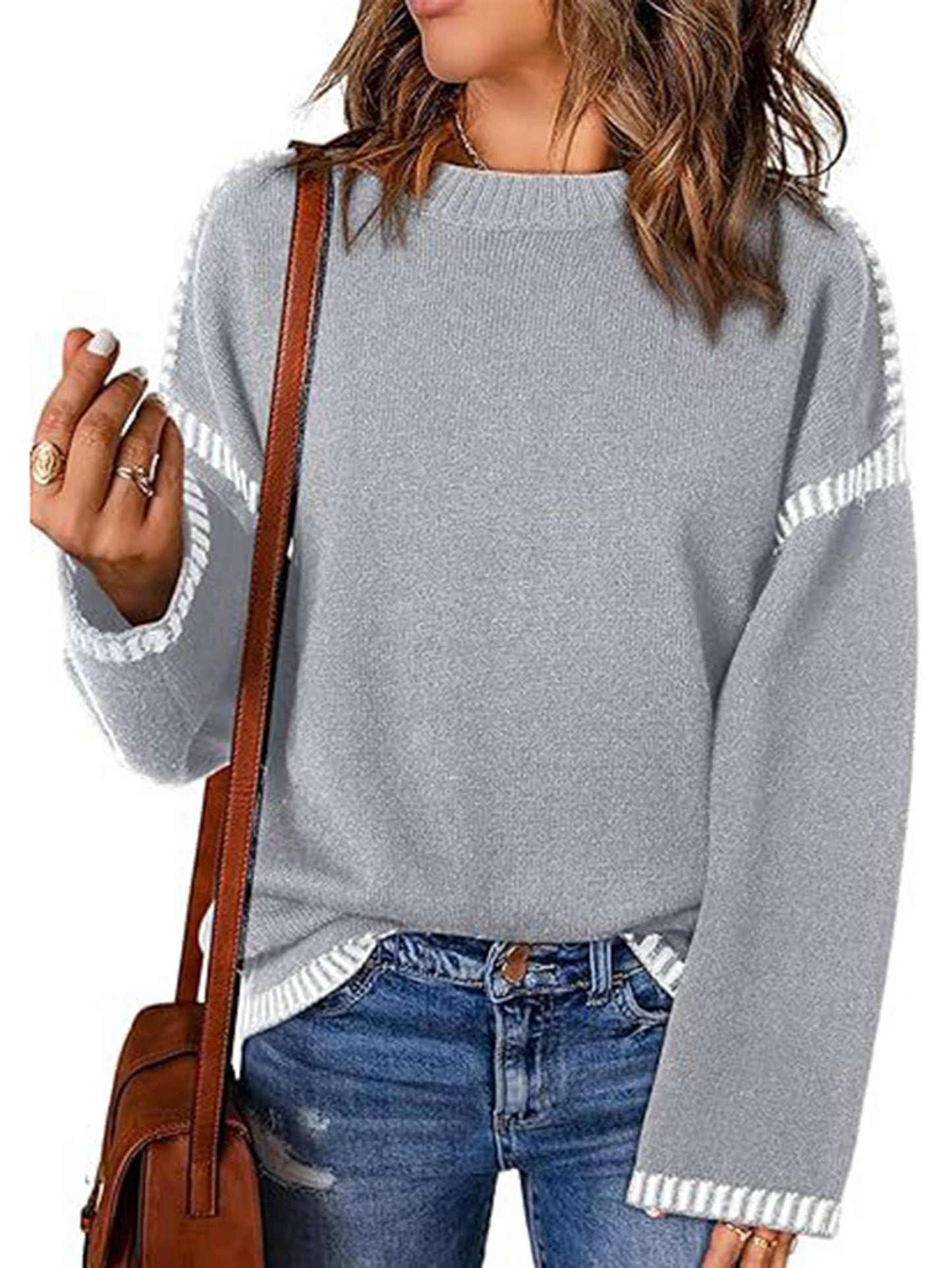 Round Neck Long Sleeved Loose Top