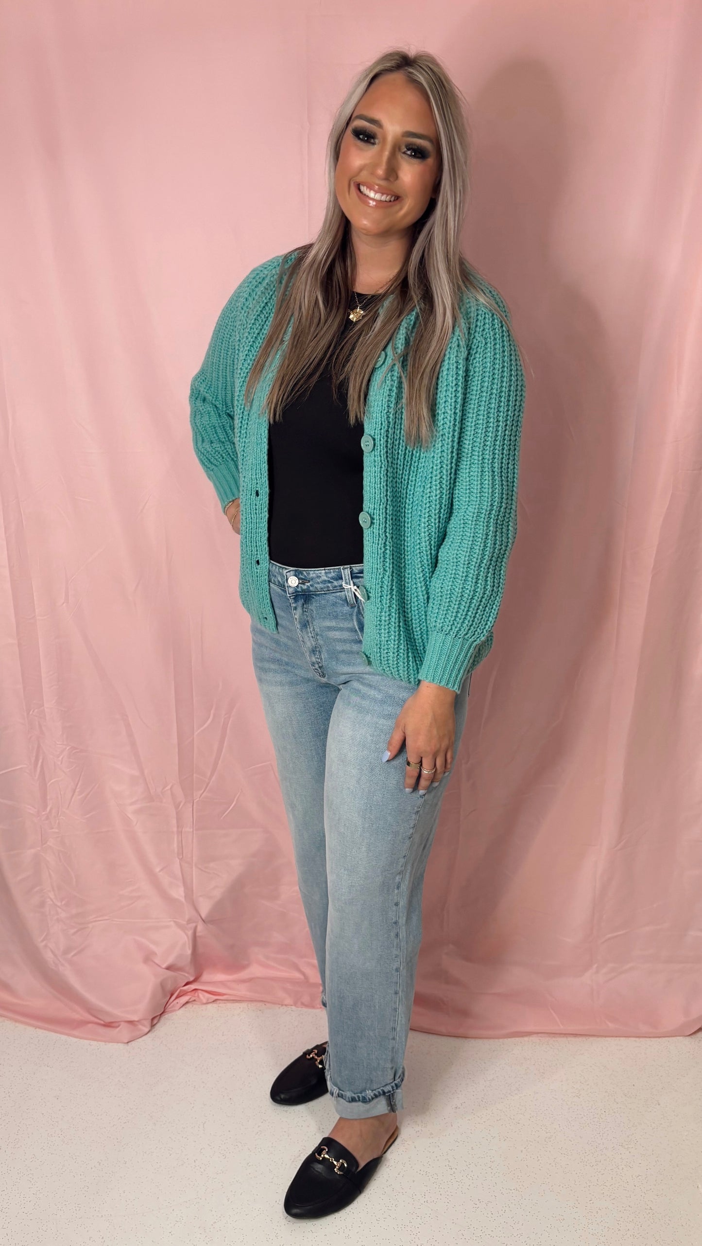 Chunky crewneck knit Cardigan