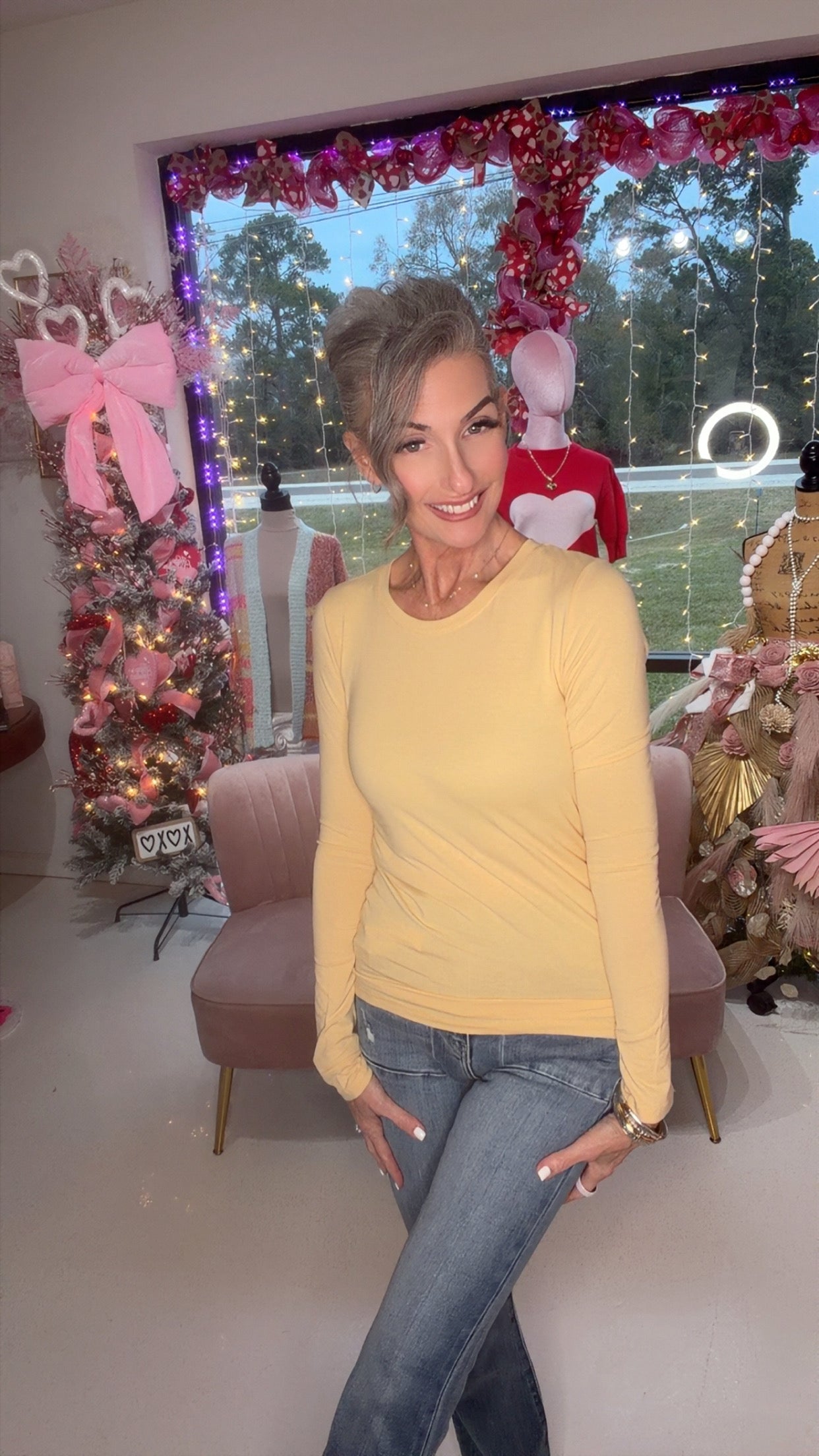 Long Sleeve Crew Neck Cotton Spandex Jersey Top