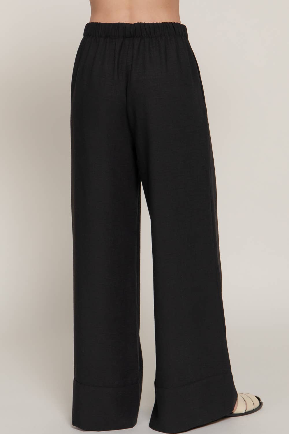 Waist Band With String Linen Effect Palazzo Pants