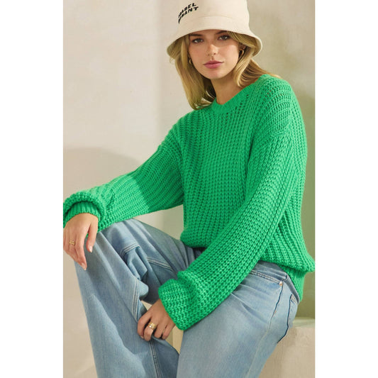 KNITTED PULLOVER ROUND NECK SWEATER