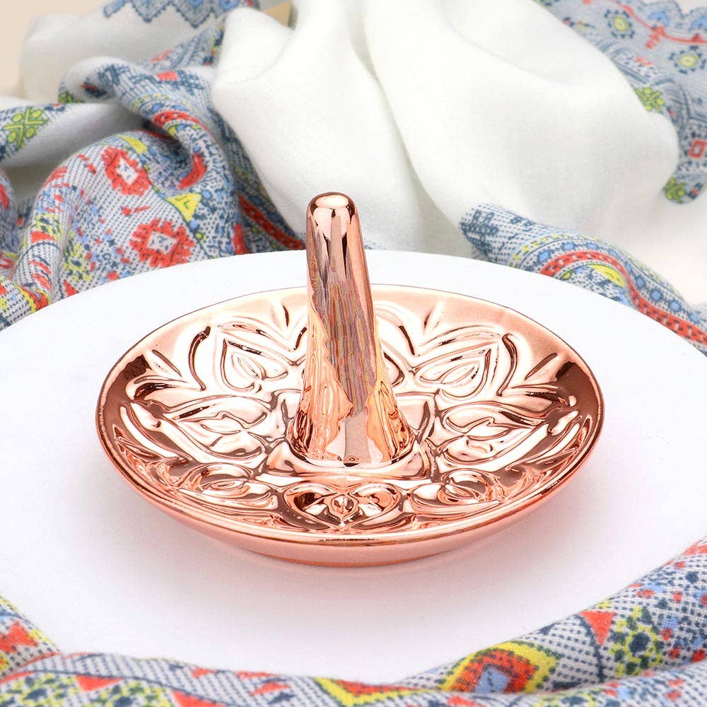 Pattern Detailed Ring Holder Jewelry Dish