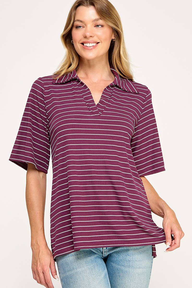 Stripe Collared Top