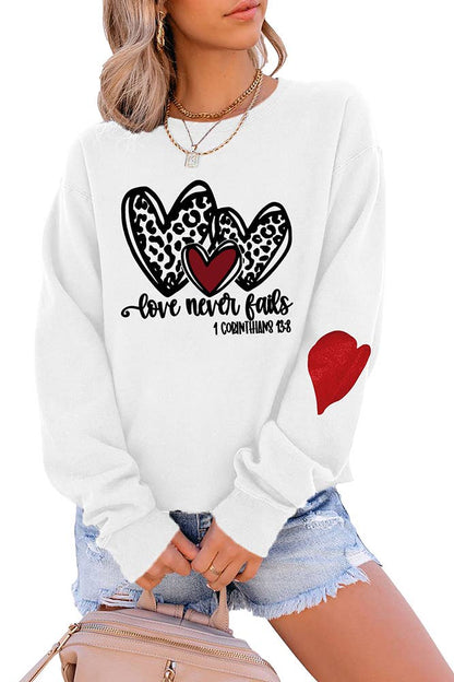 Valentines Day Print Leopard Heart Sweatshirt STC189C138