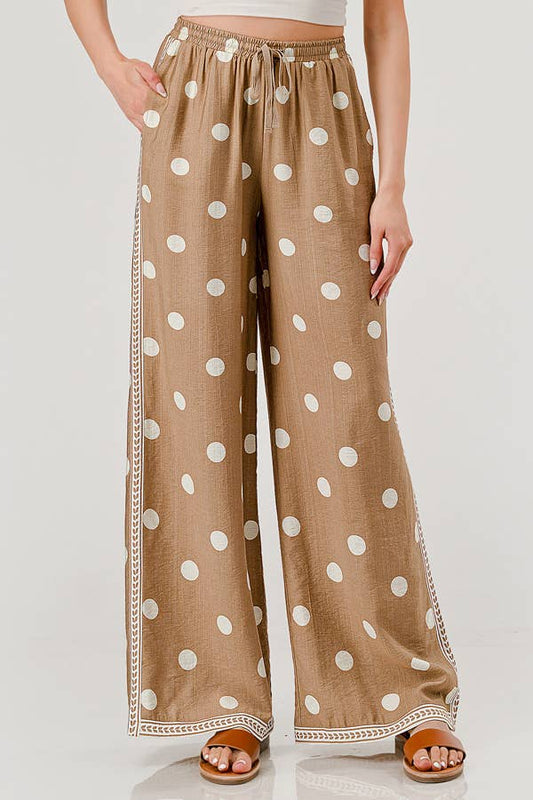 Womens Drawstring Boho Wide Leg Pants