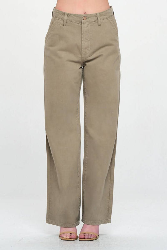 I&M  Covert Green - Wide Leg Color Jeans