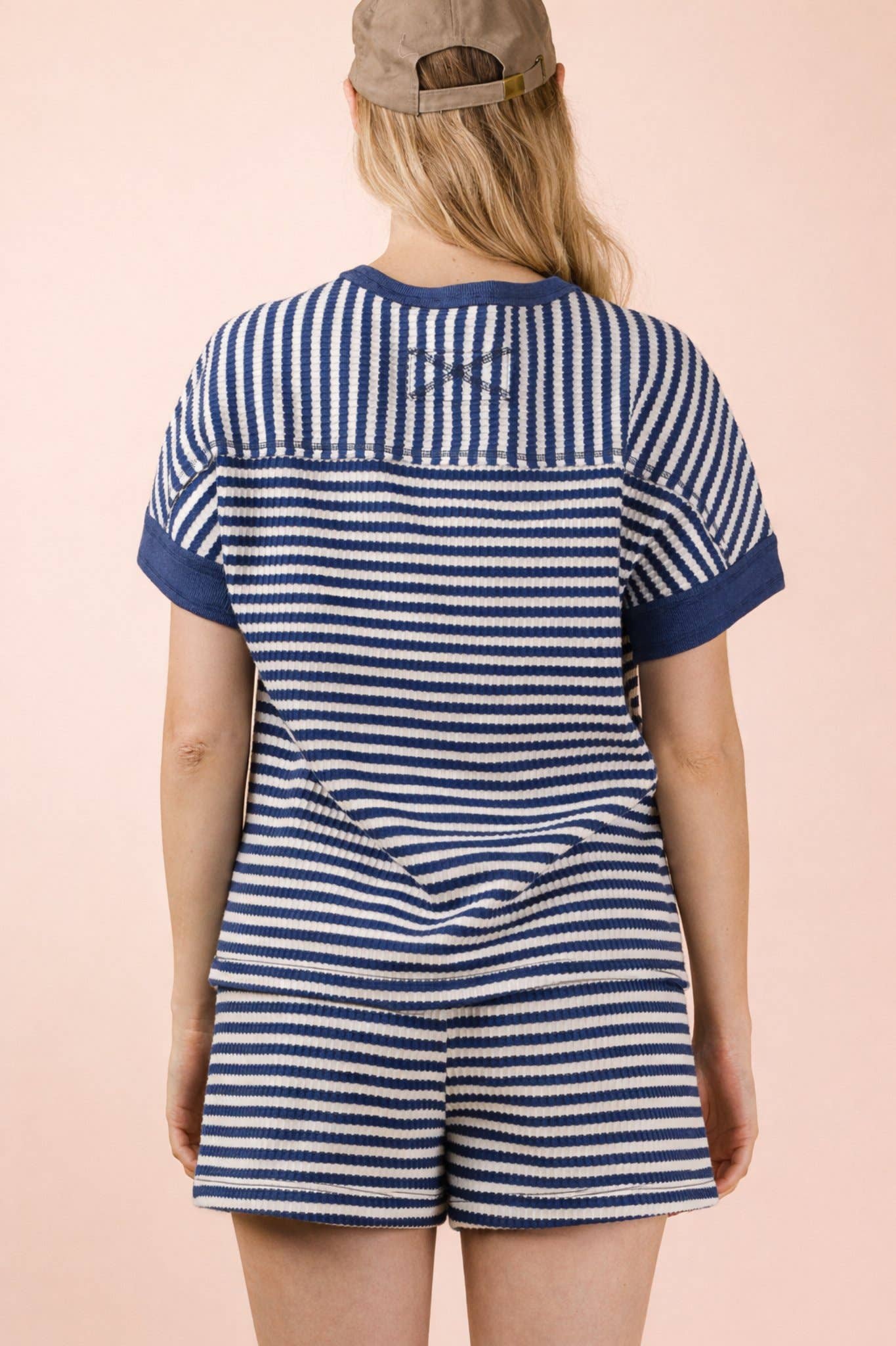 Striped Comfy Knit Top & Shorts Set