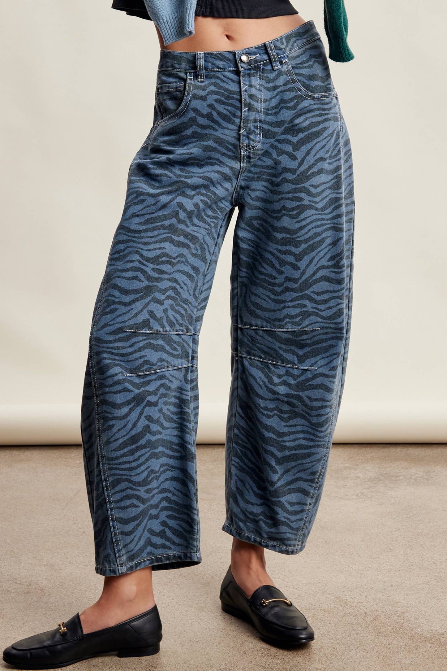 Zebra Print Barrel Jeans LP0260