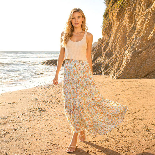 Floral Tiered Maxi Skirt