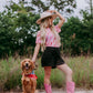 Cheery Short Sleeve Mesh Top - Pink Checkers