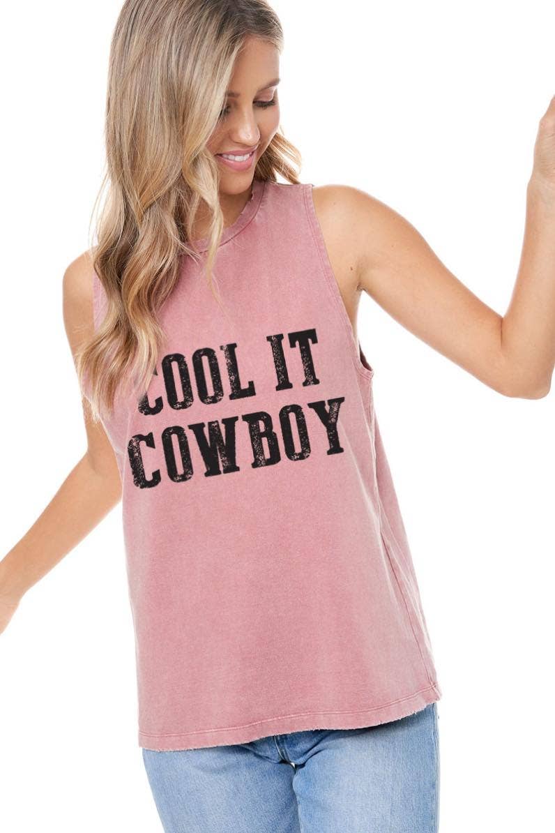 Cool It Cowboy Graphic S/L Washed Tank