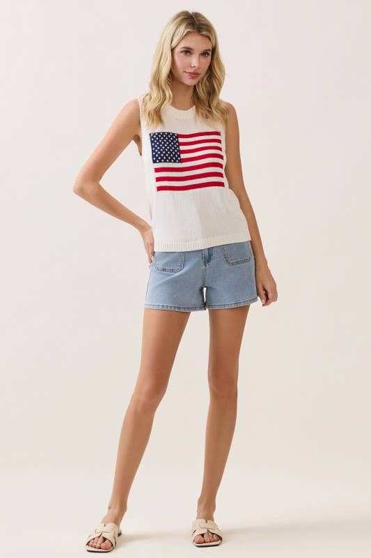 Sleeveless Flag Knit Top