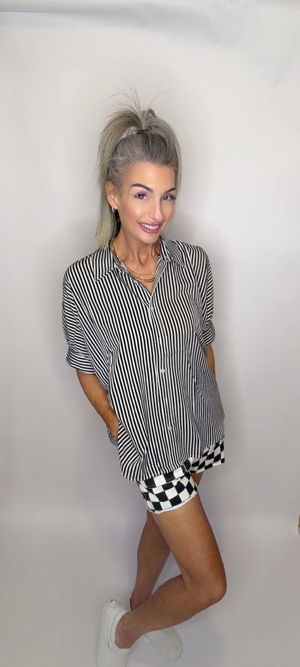 Oversized Short Sleeve Button Down Shirt