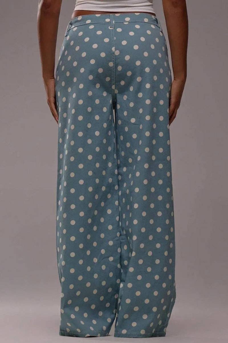 Polka Dot Wide Leg Jeans