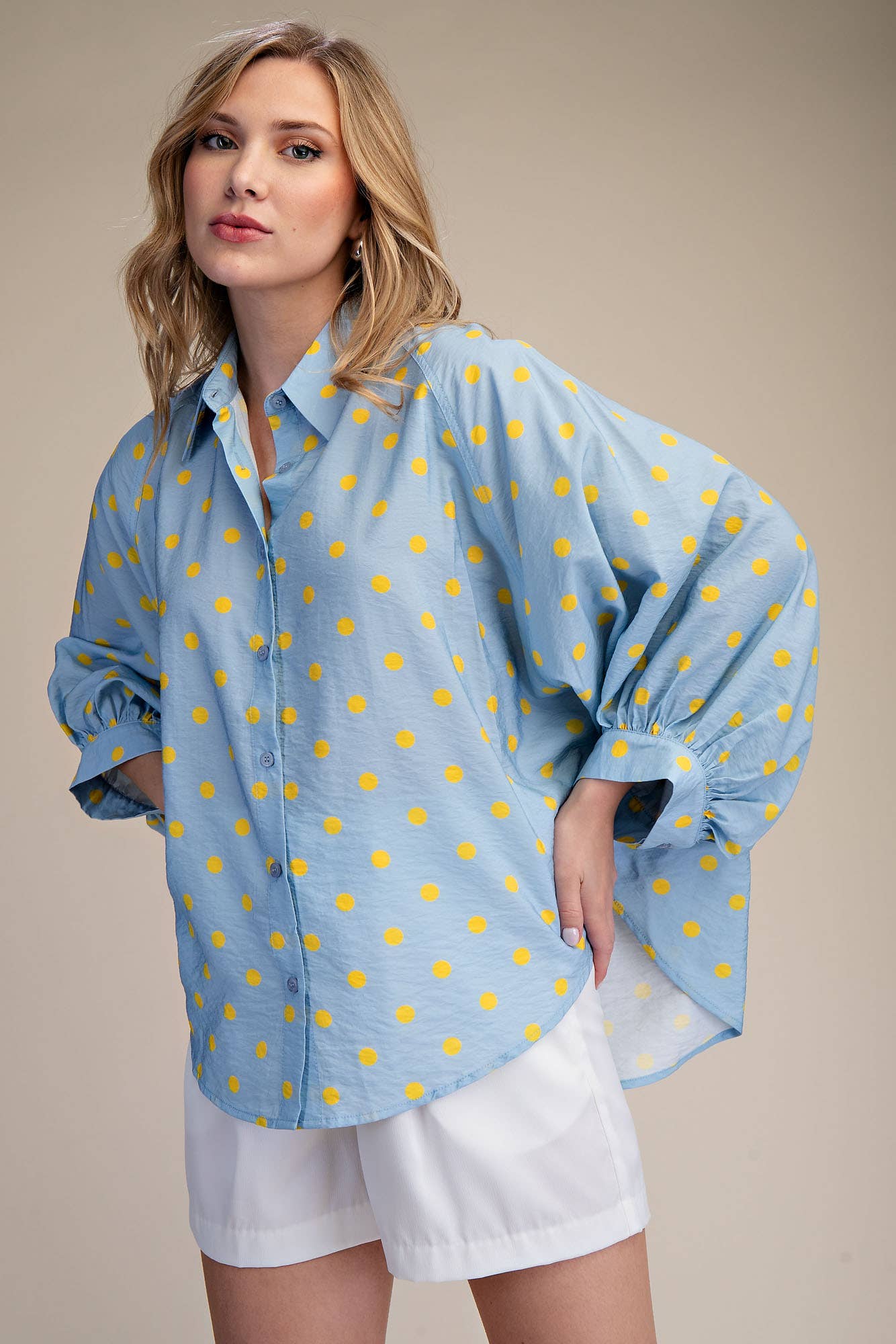 Button Front Polka Dot Shirt