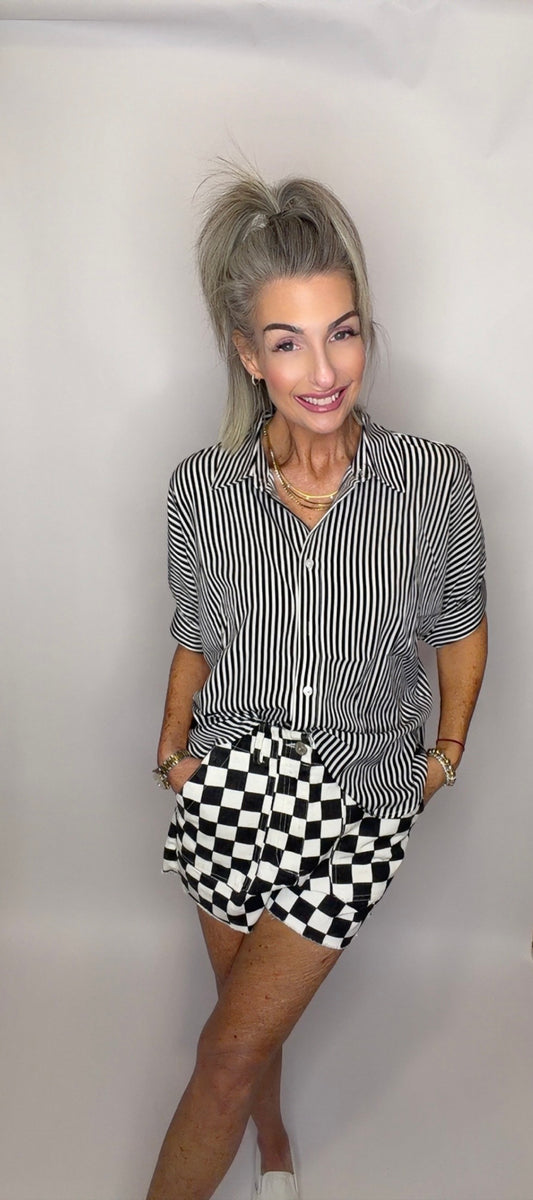 Oversized Short Sleeve Button Down Shirt