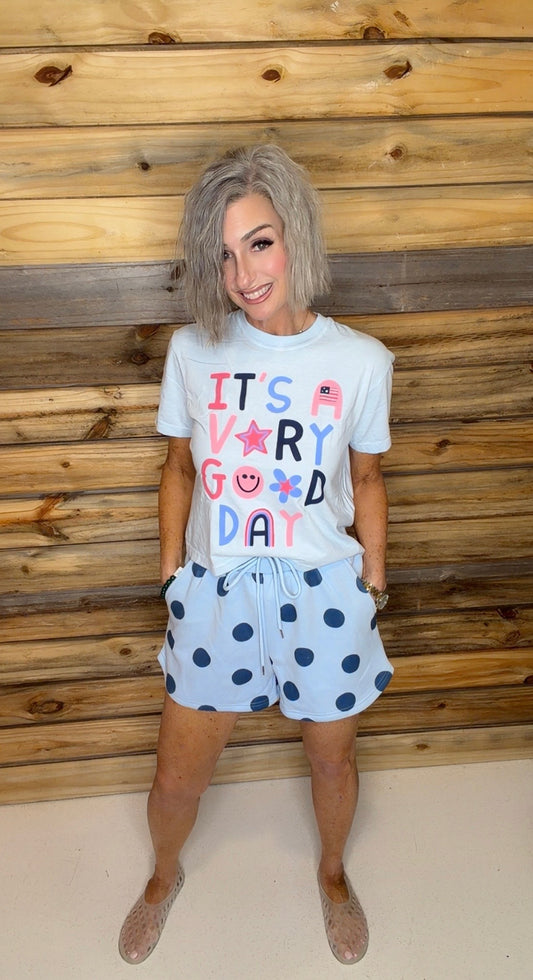 Blue Polka Dot Short