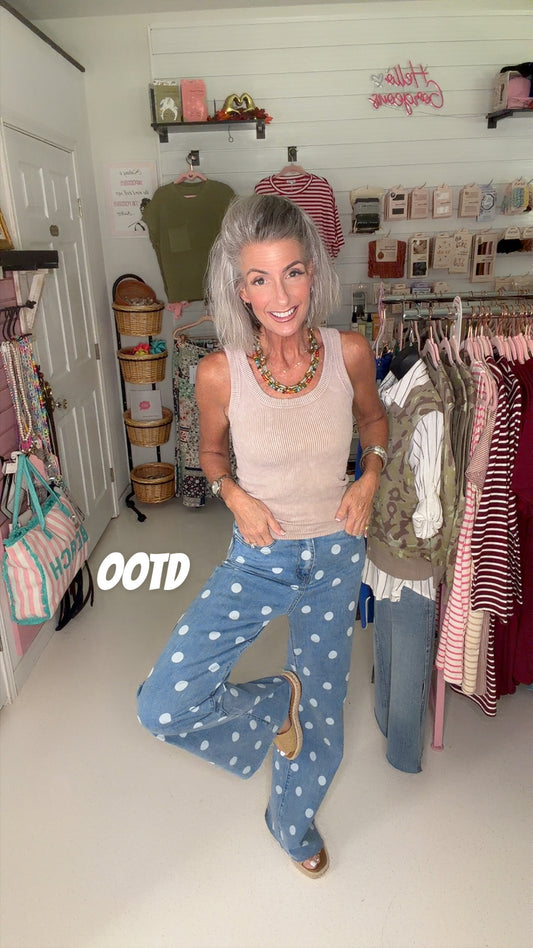 Denim Dot Pants
