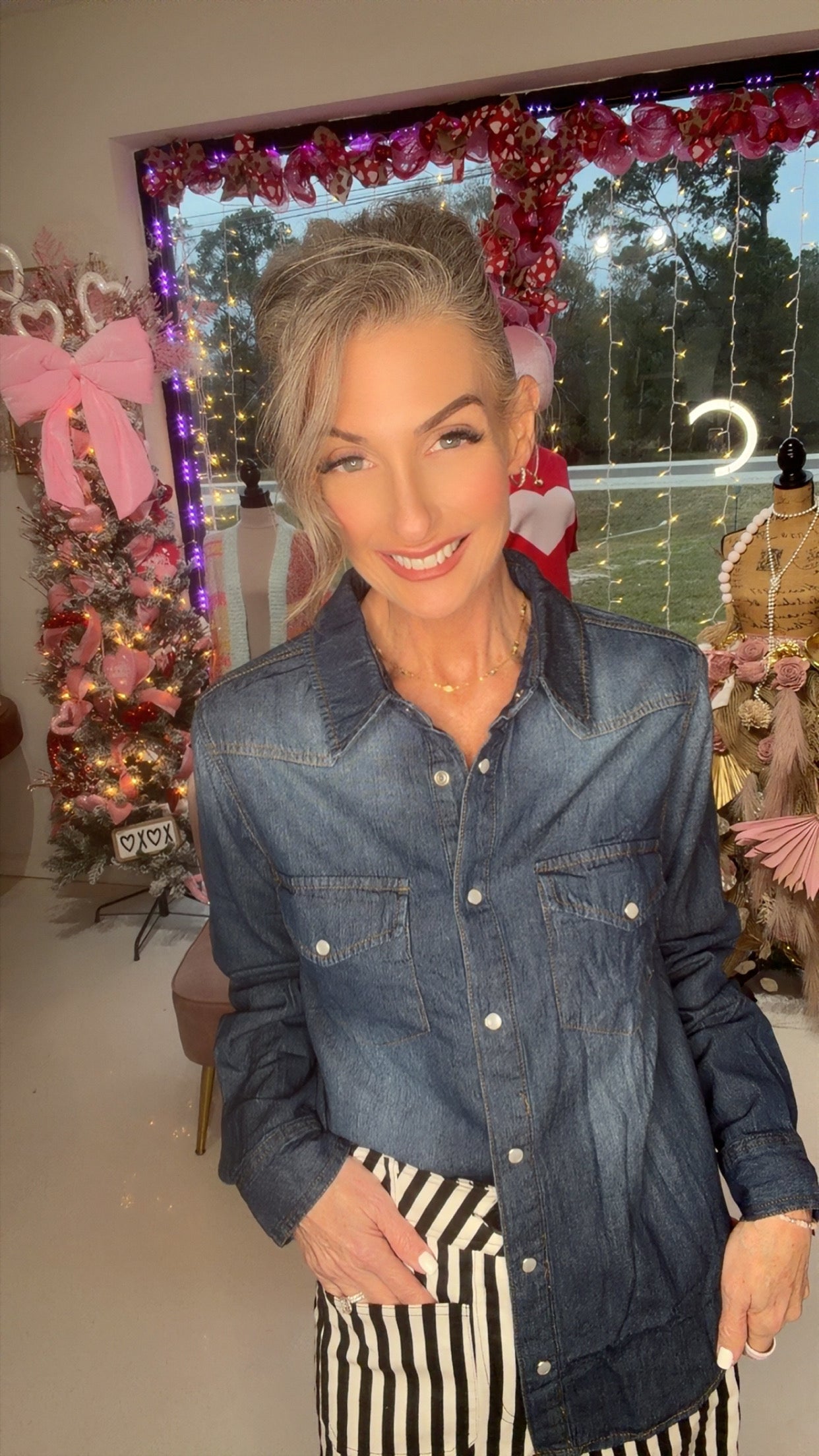 WESTERN DK WASH SNAP BUTTON DENIM SHIRT