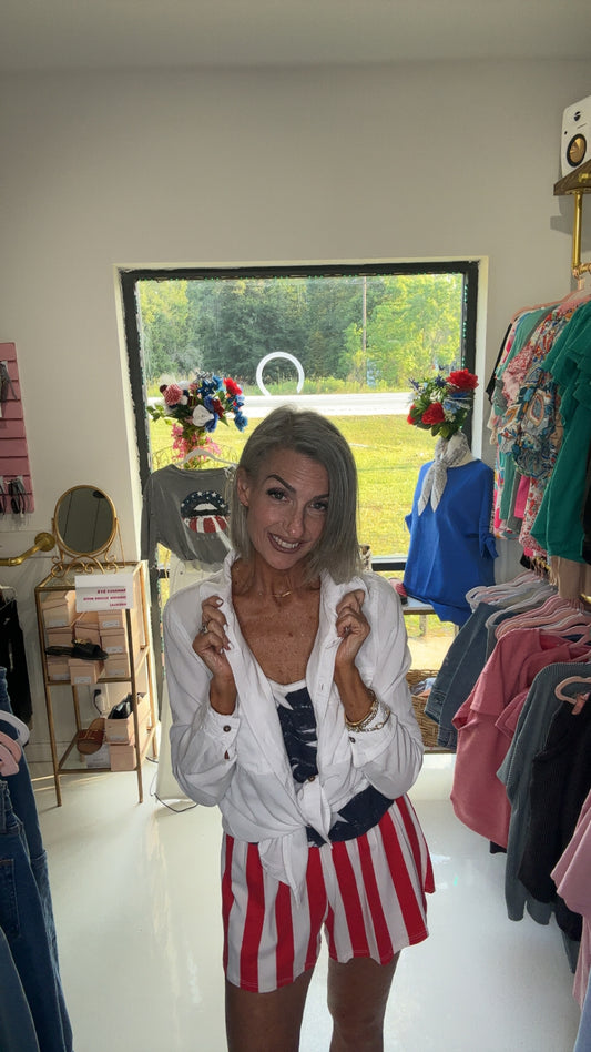 AMERICAN FLAG AND INDEPENDENCE DAY ROMPER