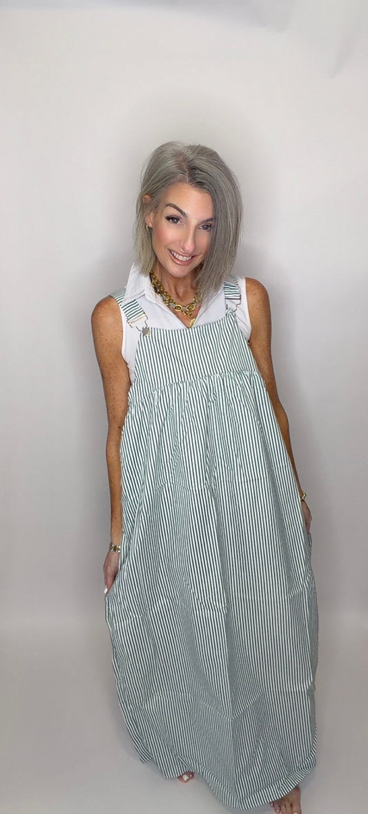 Striped Overall Maxi Dress