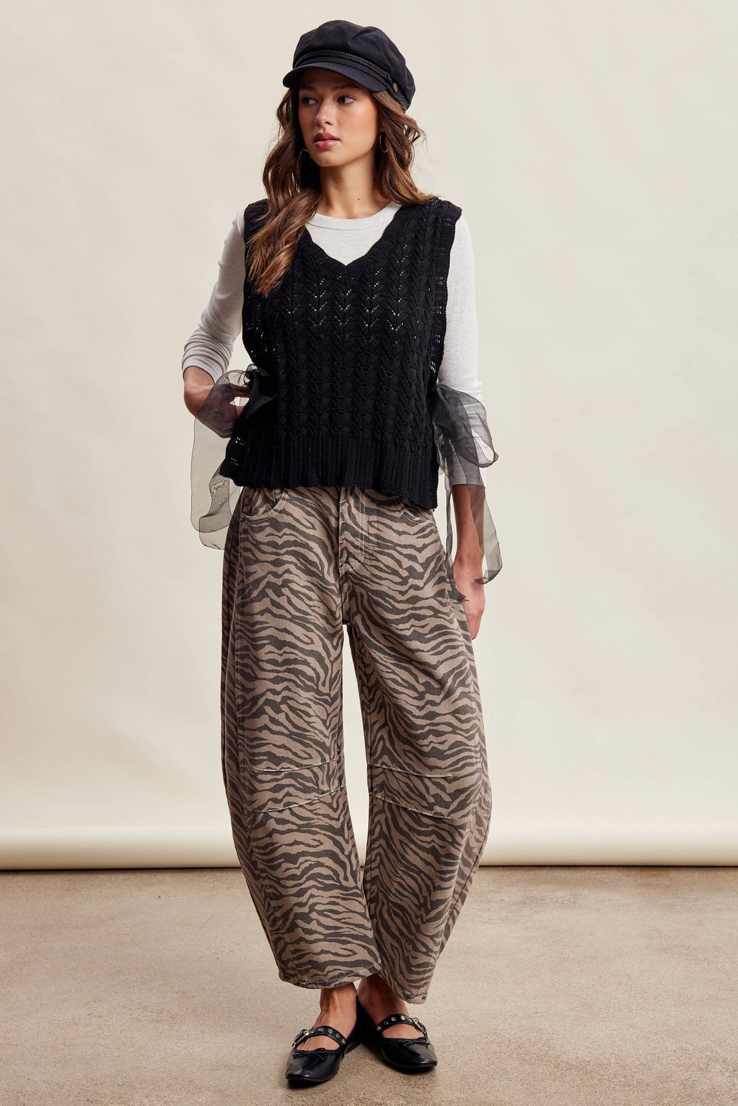 Zebra Print Barrel Jeans LP0260