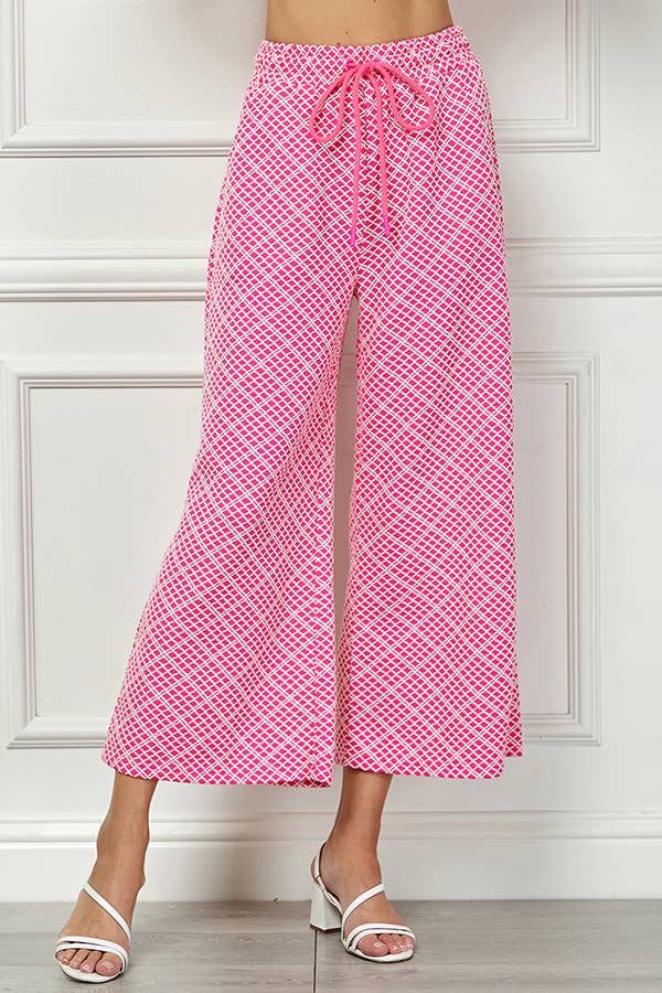 Vibran geo wide-leg pant with drawstring waist.